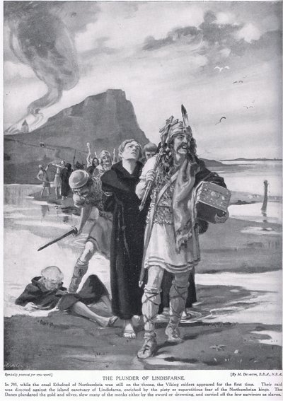 O saque de Lindisfarne 793 d.C. de Margaret Dovaston