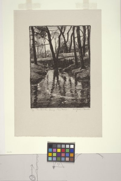 O riacho na Primavera, Pine Manor (litho) de Margaret Jordan Patterson