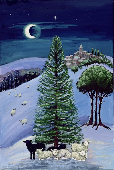 Ovelhas numa paisagem de inverno de Margaret Loxton