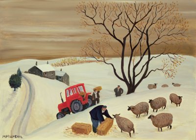 Levar o feno às ovelhas por trator de Margaret Loxton
