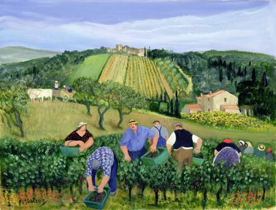Vinha, azeitonas e girassóis (óleo sobre tela) de Margaret Loxton