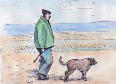 Passear o cão - 06 (caneta e aguarela) de Margaret Loxton