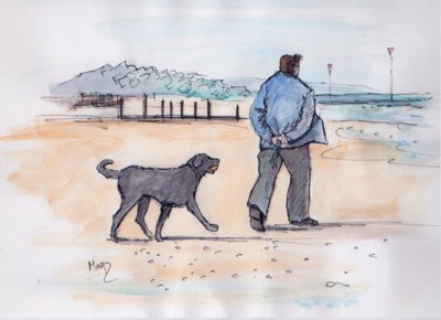 passear o cão - 07 (caneta e aguarela) de Margaret Loxton