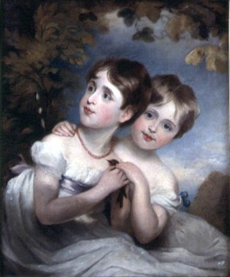 Duas Meninas com um Pássaro de Margaret Sarah Carpenter