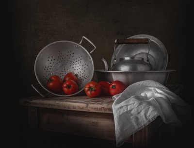 Natureza morta numa cozinha rústica de Margareth Perfoncio