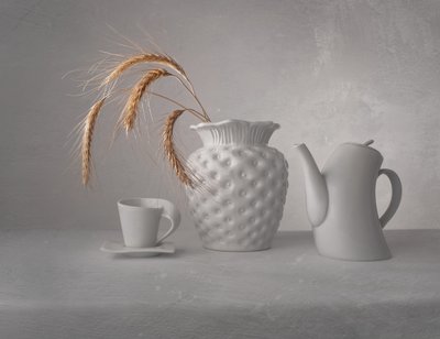 Natureza morta minimalista em branco de Margareth Perfoncio