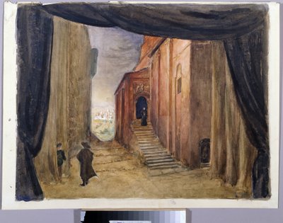 Decoração Preparatória da Ópera "O Hóspede de Pierre", de Alexandre Dargomyjski (1813-1869) de Margarita Genrichovna Genke Shifrina