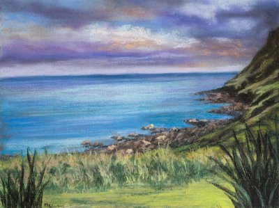 Uma praia na Cornualha (pastel) de Margo Starkey