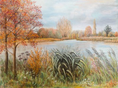 Rio Tamisa perto de Windsor, 2022 (pastel) de Margo Starkey