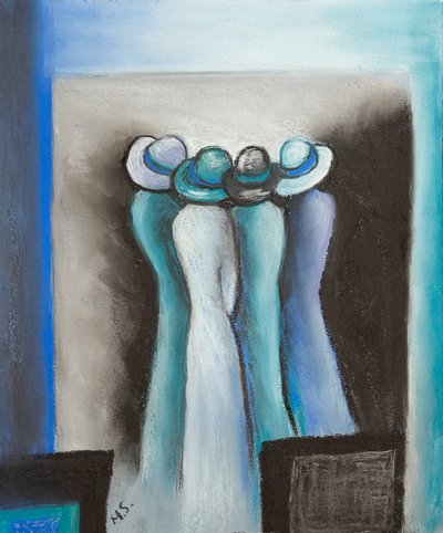 Senhoras sussurrantes, 2022 (pastel) de Margo Starkey