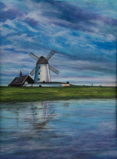 Moinho de vento ... Holand, 2020 (pastel) de Margo Starkey