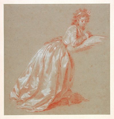 Mulher jovem, ajoelhando-se de Marguerite Gerard