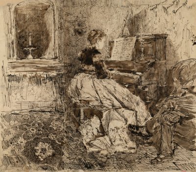 Cecília de Madrazo a tocar piano de Marià Fortuny Marsal