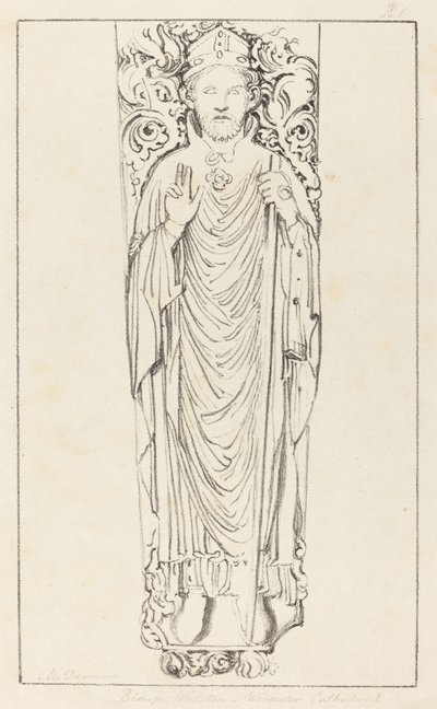 Bispo Wulstan, na Catedral de Worcester de Maria Denman after John Flaxman