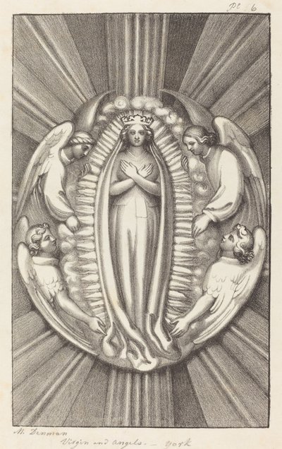 Virgem e Anjos, uma pedra chave em York de Maria Denman after John Flaxman