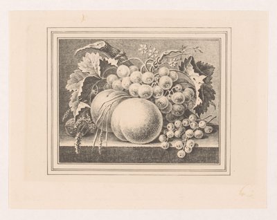 Composição com frutos numa moldura de Maria Geertruida de Goeje Barbiers (attributed to)