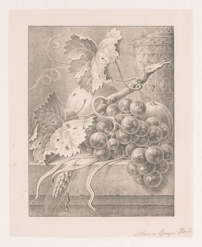 Natureza morta com fruta e pote decorado de Maria Geertruida de Goeje Barbiers (attributed to)