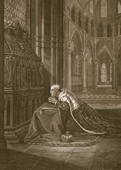 Lewis VII, rei da França, antes do túmulo de Beckett, gravado por W. Sharp, ilustração de David Hume &39;The History of England&39;, pub. por R. Bowyer, Londres, 1812 de Maria Hadfield Cosway