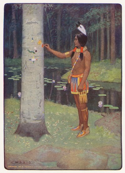 Ilustração para Hiawatha de Longfellow (litografia a cores) de Maria Louise Kirk