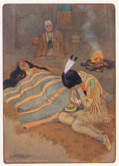 Ilustração para Hiawatha de Longfellow (litografia a cores) de Maria Louise Kirk