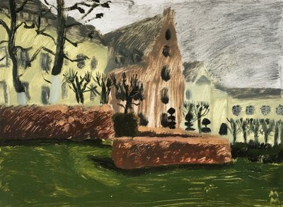 Paisagem de Bruxelas, 2019 (óleo sobre papel) de Maria Magenta