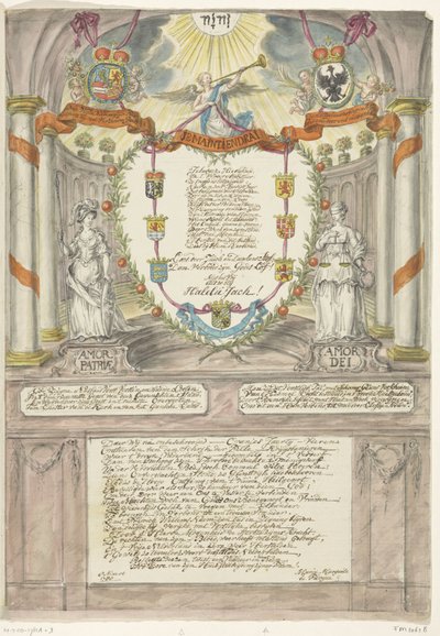 Verso para a Princesa Wilhelmina no quadragésimo aniversário do Príncipe Guilherme V, 1788 de Maria Margaretha la Fargue