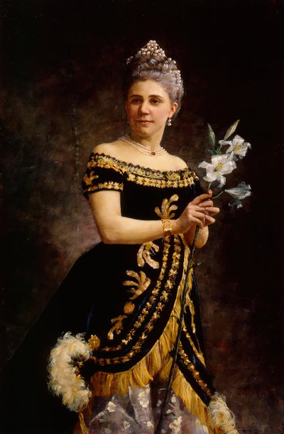 Retrato da cantora de ópera Ida Basilier-Magelssen 1846-1928 como Philine in Opera..., 1887. de Maria Wiik