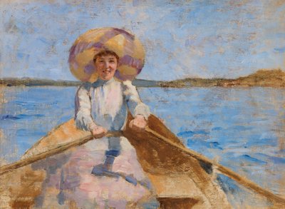 Mulher a remar, esboço de Maria Wiik