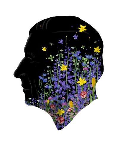 Rei Carlos III, Retrato floral da coroação, 2023 (aguarela, digital) de Marianna Kulukundis
