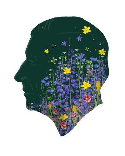Rei Carlos III, Retrato floral da coroação, 2023 (aguarela, digital) de Marianna Kulukundis