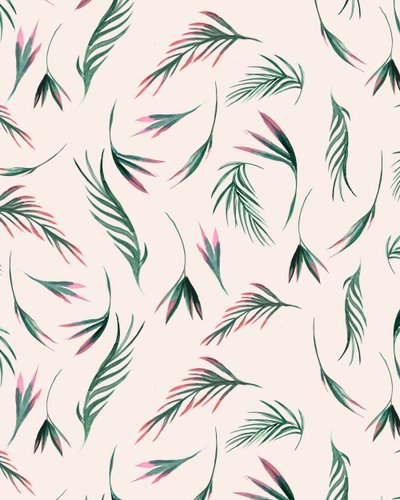 Folhas tropicais em cor-de-rosa, 2020 (aguarela) de Marianna Kulukundis