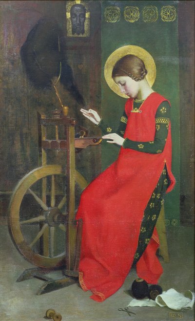 Santa Isabel da Hungria que gira lã para os pobres, c. 1895 de Marianne Stokes