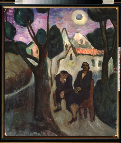 O Eclipse Solar - Pintura de Marianne Von Werefkin (1860-1938), óleo sobre tela, por volta de 1910, arte russa, século 20, expressionismo - coleção particular de Marianne von Werefkin