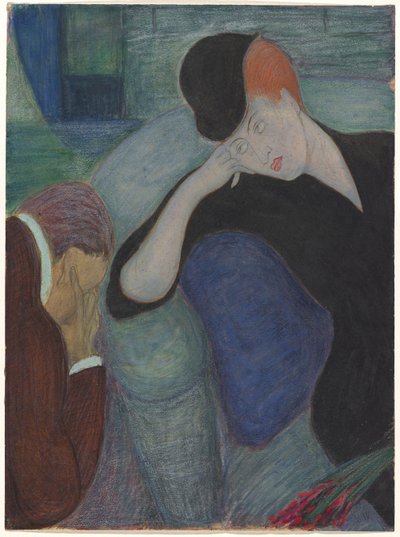 Interior com um casal sentado de Marianne von Werefkin