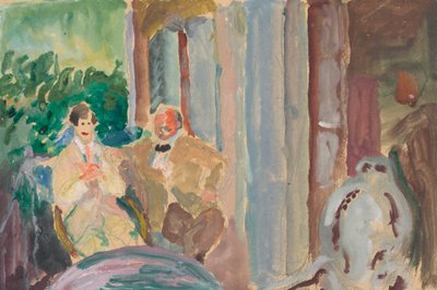 Sacharoff e Jawlensky na varanda em St. Prex no Lago de Genebra de Marianne von Werefkin
