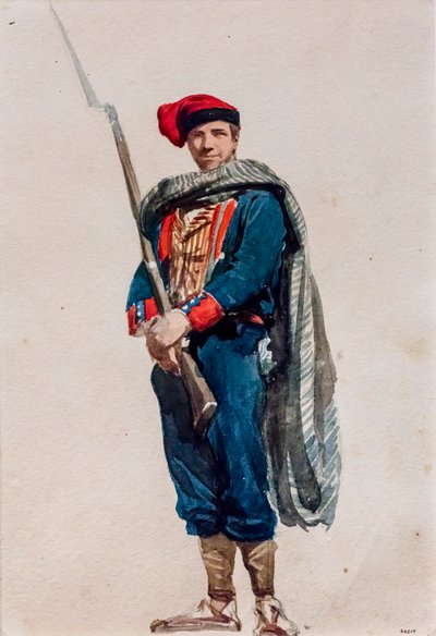 Voluntário catalão para a guerra em África, cerca de 1860 (aguarela sobre papel) de Mariano Fortuny