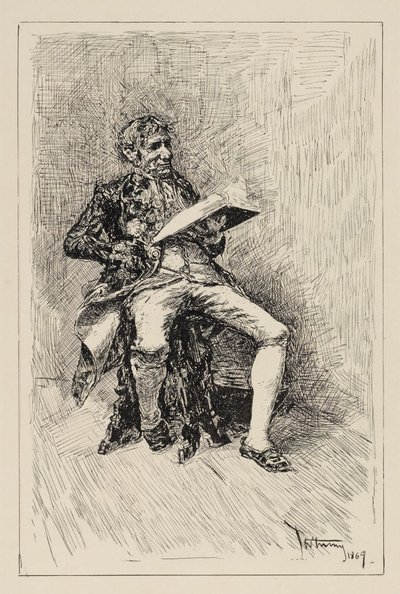 Sitzender Mann, der ein Buch liest de Mariano Fortuny