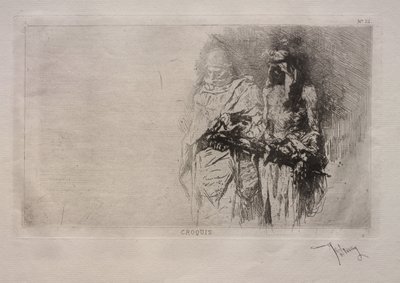 Esboço (duas figuras árabes) de Mariano Fortuny y Marsal