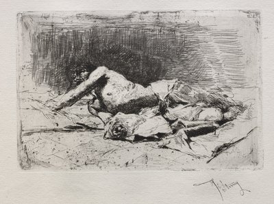 Homem rolando do chão. de Mariano José María Bernardo Fortuny y Carbó