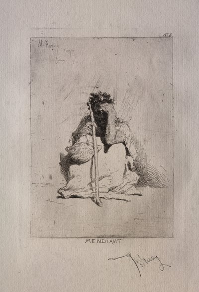 Mendigo agachado. de Mariano Fortuny y Carbó