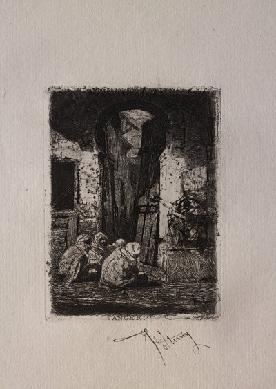 Tânger, árabes sentados. de Mariano Fortuny y Carbó