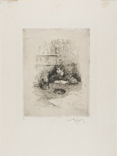 Retrato de Eduardo Zamaçois, pintor espanhol de Mariano Fortuny y Marsal