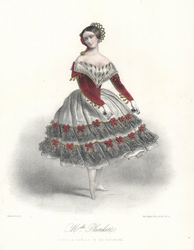 A bailarina belga Adeline Plunkett em La Manola de la Favorite, c1860 (cor litho) de Marie Alexandre (after) Alophe