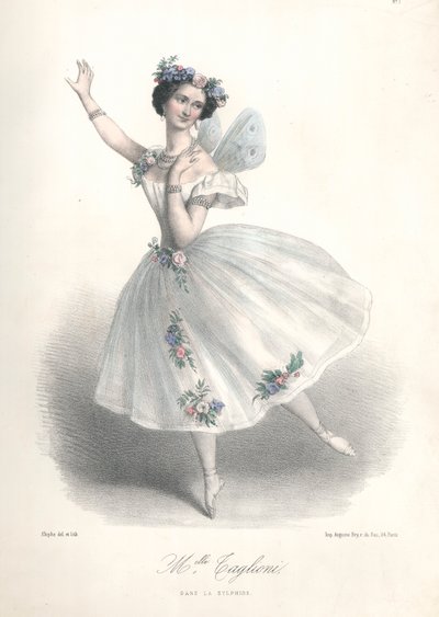 A bailarina italiana Marie Taglioni no ballet do seu pai Filippo Taglioni Le Sylphide na Ópera de Paris de Marie Alexandre (after) Alophe