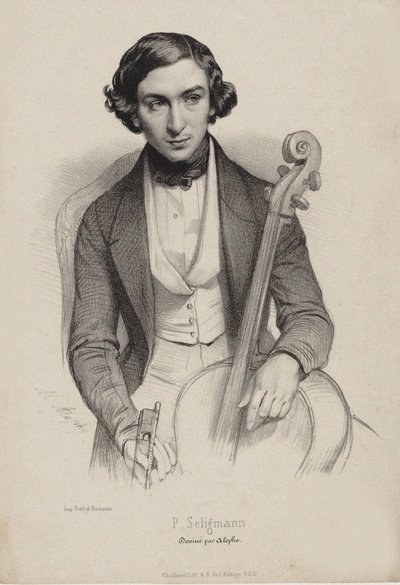 Retrato do violoncelista e compositor Hippolyte Prosper Seligmann 1817-1882, 1840. de Marie Alexandre Menut Alophe