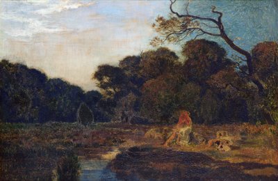 Amantes numa Paisagem (óleo sobre tela) de Marie Auguste Emile Rene Menard