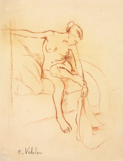 Mulher nua sentada em uma cama, primeiro terceiro século XX. de Marie Clementine (Suzanne) Valadon