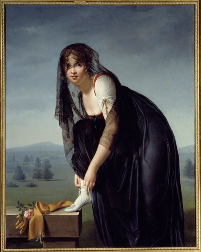 Estudo de uma mulher depois da natureza, também chamado de retrato de Madame Subtra. Pintura de Marie Denise Villers (1772-1821) de Marie Denise Villers