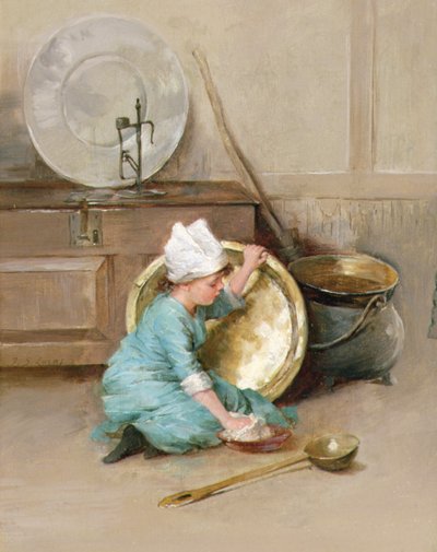 Latão Polidor, c.1900 (óleo sobre painel) de Marie Elizabeth Seymour Lucas