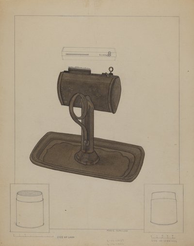 Lamp and Tallow Strainer, c. 1936. de Marie Famularo